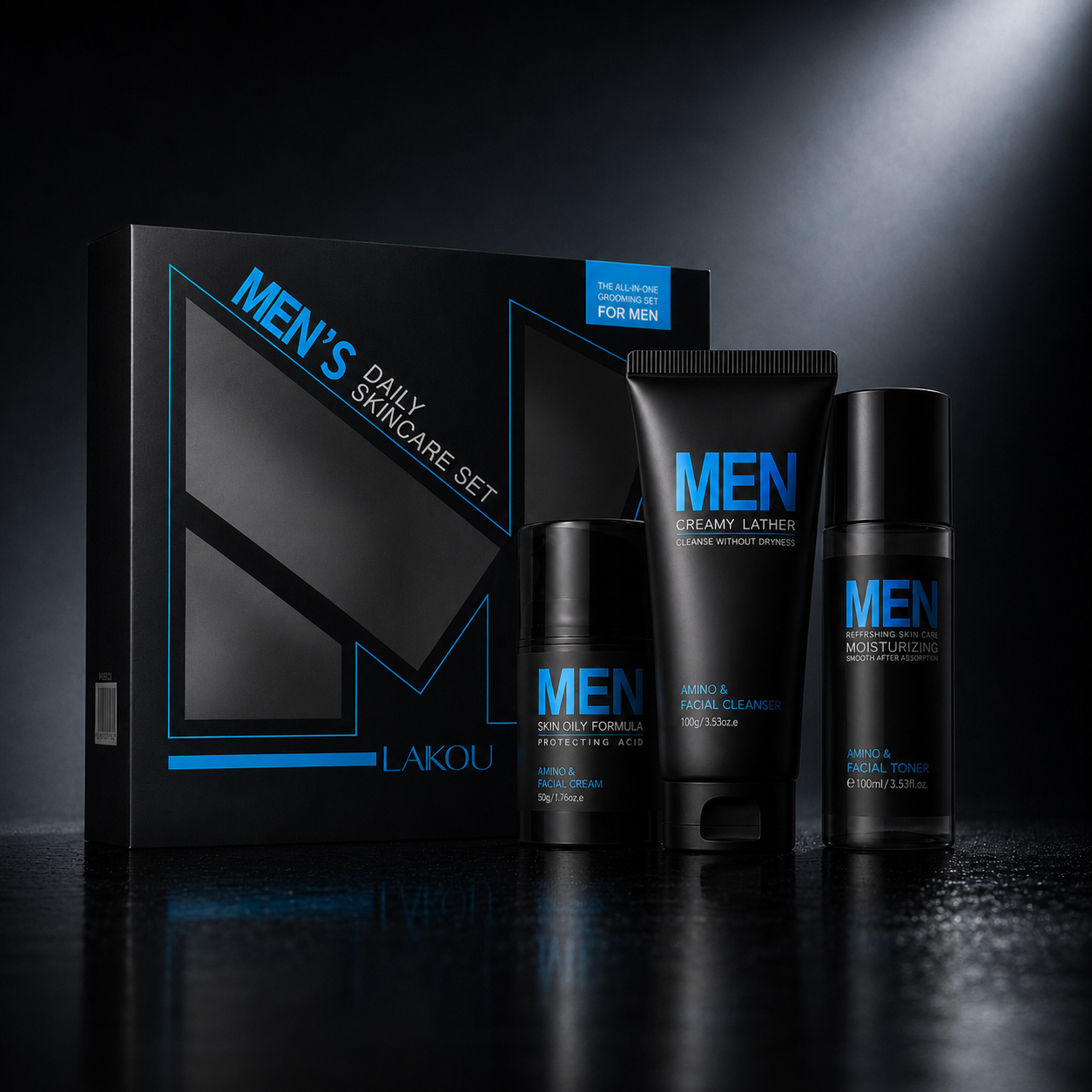 Kit Cuidados Faciais Masculino Completo 3 em 1