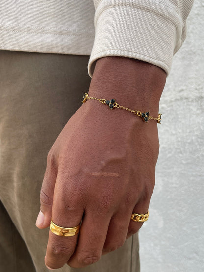 Pulseira Trevo Midnight Gold
